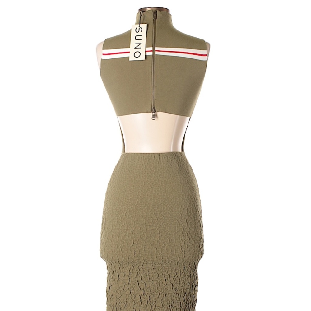 NWT SUNO Cut out bodycon dress military green XS